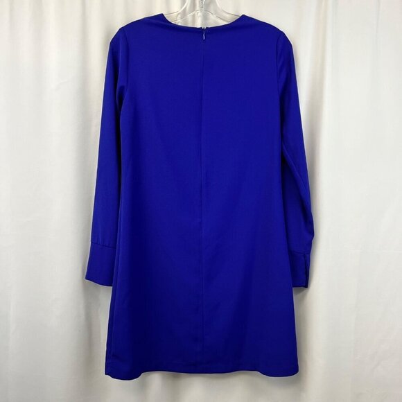 Chelsea 28 Womens Long Sleeve Round Neck Cobalt Shift Dress Above Knee XS Zip - Picture 7 of 9